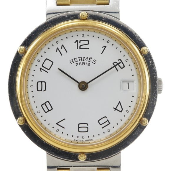 Hermès Clipper Watch, Stainless Steel with Gold Plated Quartz Movement, Analo... - Picture 1 of 9